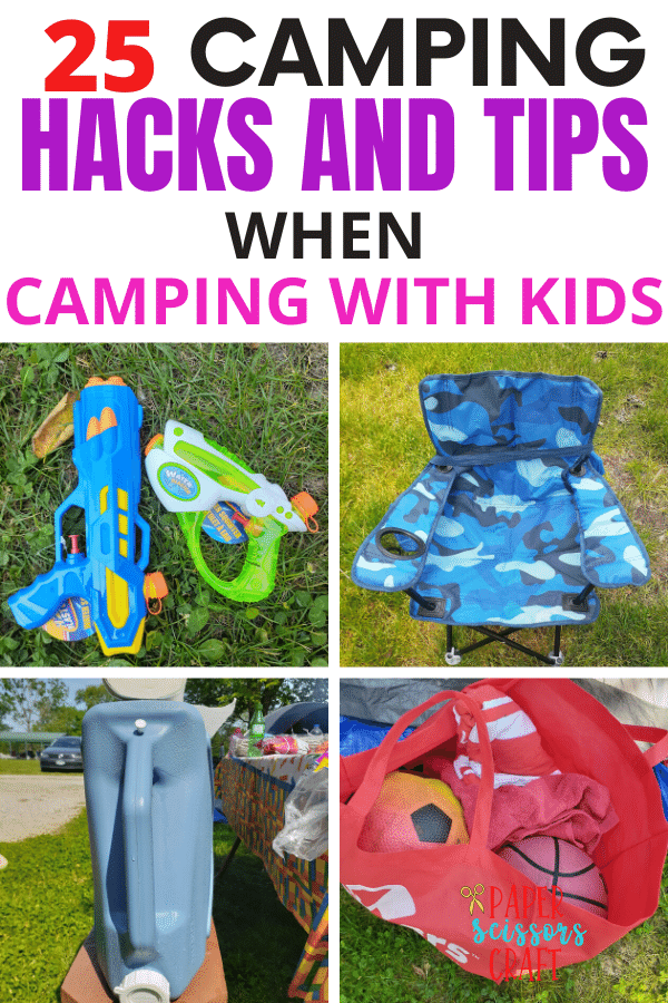 Camping hacks and tips when camping with kids Pinterest pin.