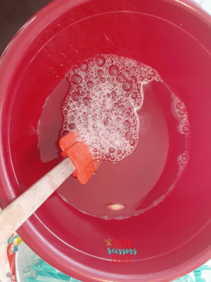 Homemade Bubbles with dish soap and corn syrup