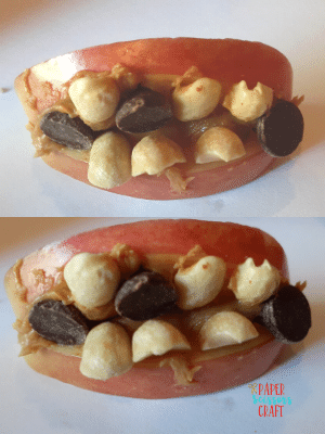Simple Halloween monster mouth apple treat for kids.