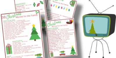 Printable Christmas movies for the family list mockup.