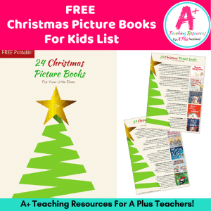 Free Christmas picture books list for kids mockup.