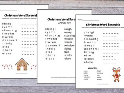 Christmas Printables Word Scramble-min