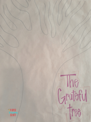 Grateful tree outline with title.