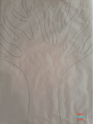 Thankful tree outline on craft paper with a Sharpie.