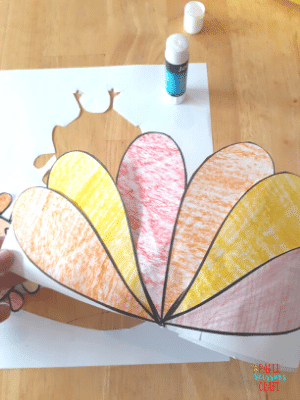 Turkey feathers cut out and glued together.