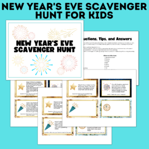 New Year's Eve scavenger hunt for kids mockup.