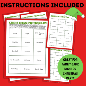 Free Christmas Pictionary Printable Word List Cards For Kids - Paper  Scissors Craft