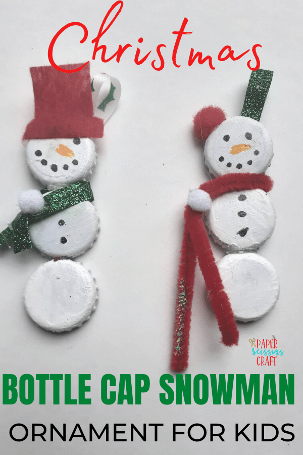 Christmas Bottle Cap Snowman Ornament for Kids