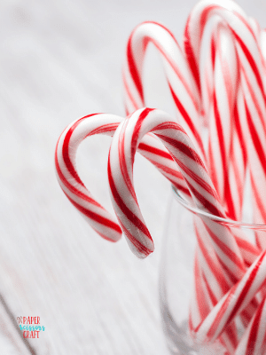 Candy canes in a glass.