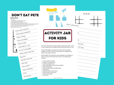 Printable activity jar for kids bundle.