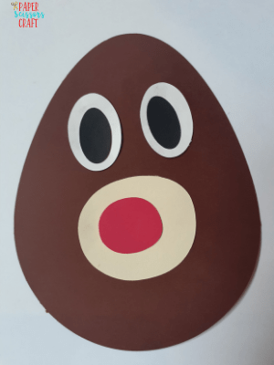 Rudolph craft template cut out with eyes and nose.
