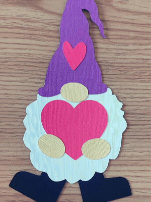 Completed Valentine's Day gnome craft.