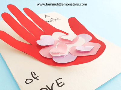 Hand in heart handmade card craft.