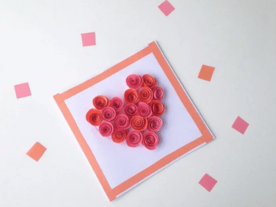 Heart filled card craft.