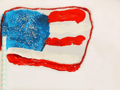 Handprint American flag craft.