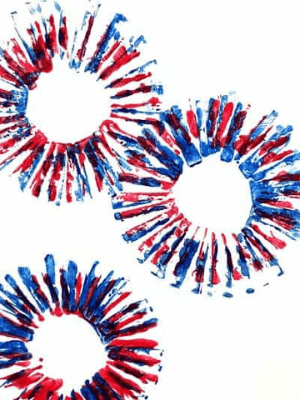 Toilet paper roll fireworks craft.