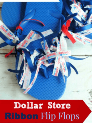 Dollar Store ribbon flip flops craft.