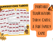 Printable Thanksgiving taboo cards, a fun family game.