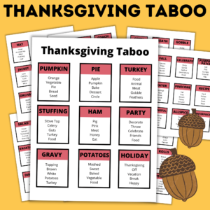 Printable Thanksgiving taboo game.