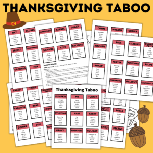 Thanksgiving taboo printable game cards.