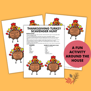 Thanksgiving turkey scavenger hunt activity.