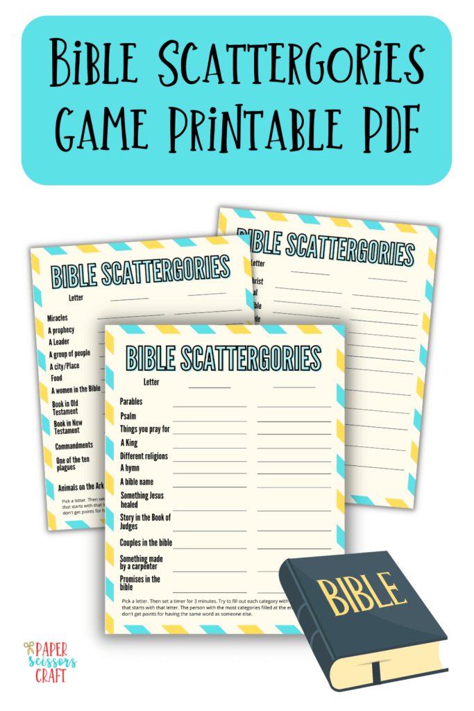 Bible Scattergories game printable PDF.