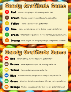 Picture of the candy gratitude game.