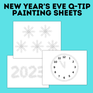New Year's Eve Q-tip painting sheets.