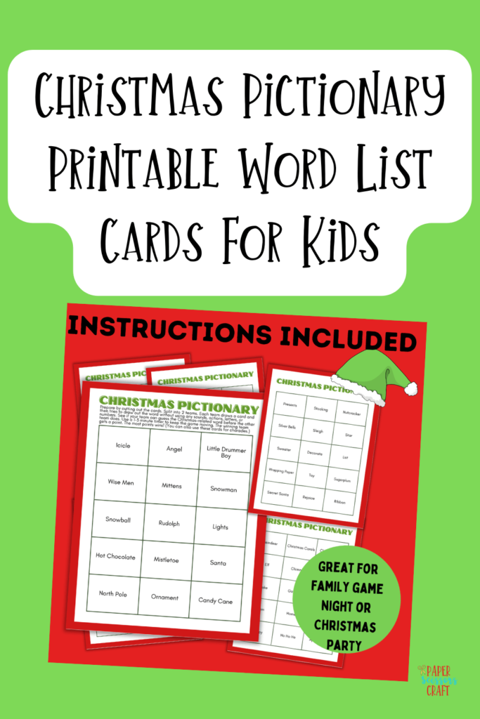 Christmas Vocabulary Word Cards for Kids