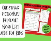 Christmas Pictionary printable word list cards for kids.
