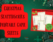 Christmas Scattergories printable game sheets.