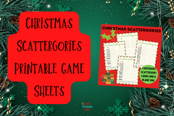 Christmas Scattergories printable game sheets.