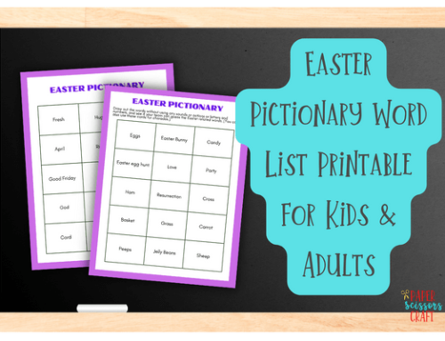 Easter Pictionary Word List Printable for Kids & Adults