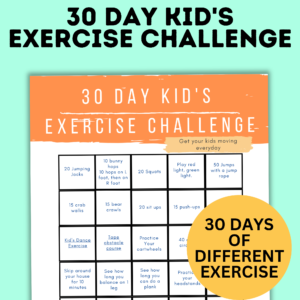 30 day kid's exercise challenge printable.
