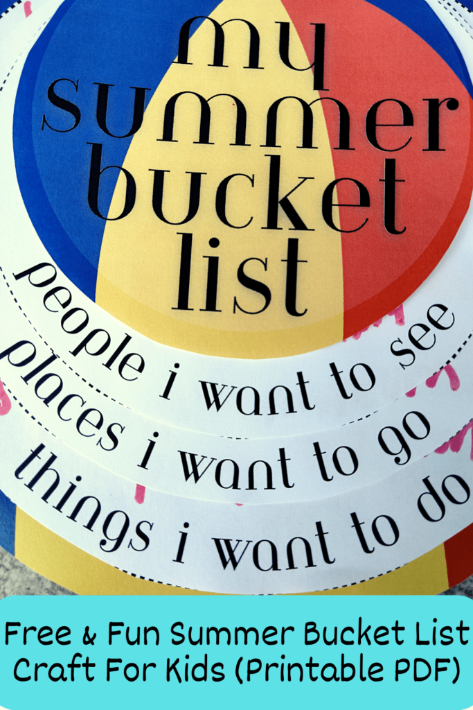 Free & fun Summer bucket list craft for kids (printable PDF).