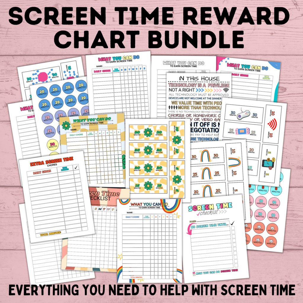 Earning Screen Time Reward Chore Chart Free Printable PDF Earning Screen Time Reward Chore Chart Free Printable PDF