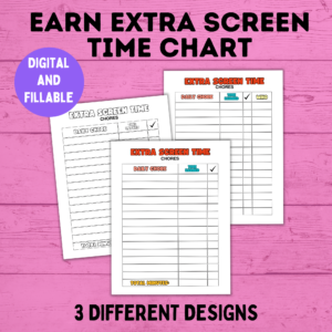 Earn extra screen time chart.