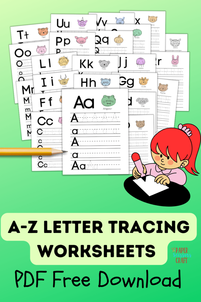 A-Z letter tracing worksheets PDF free download.