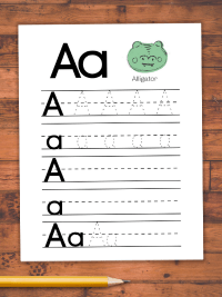 Letter tracing worksheet for the letter A.