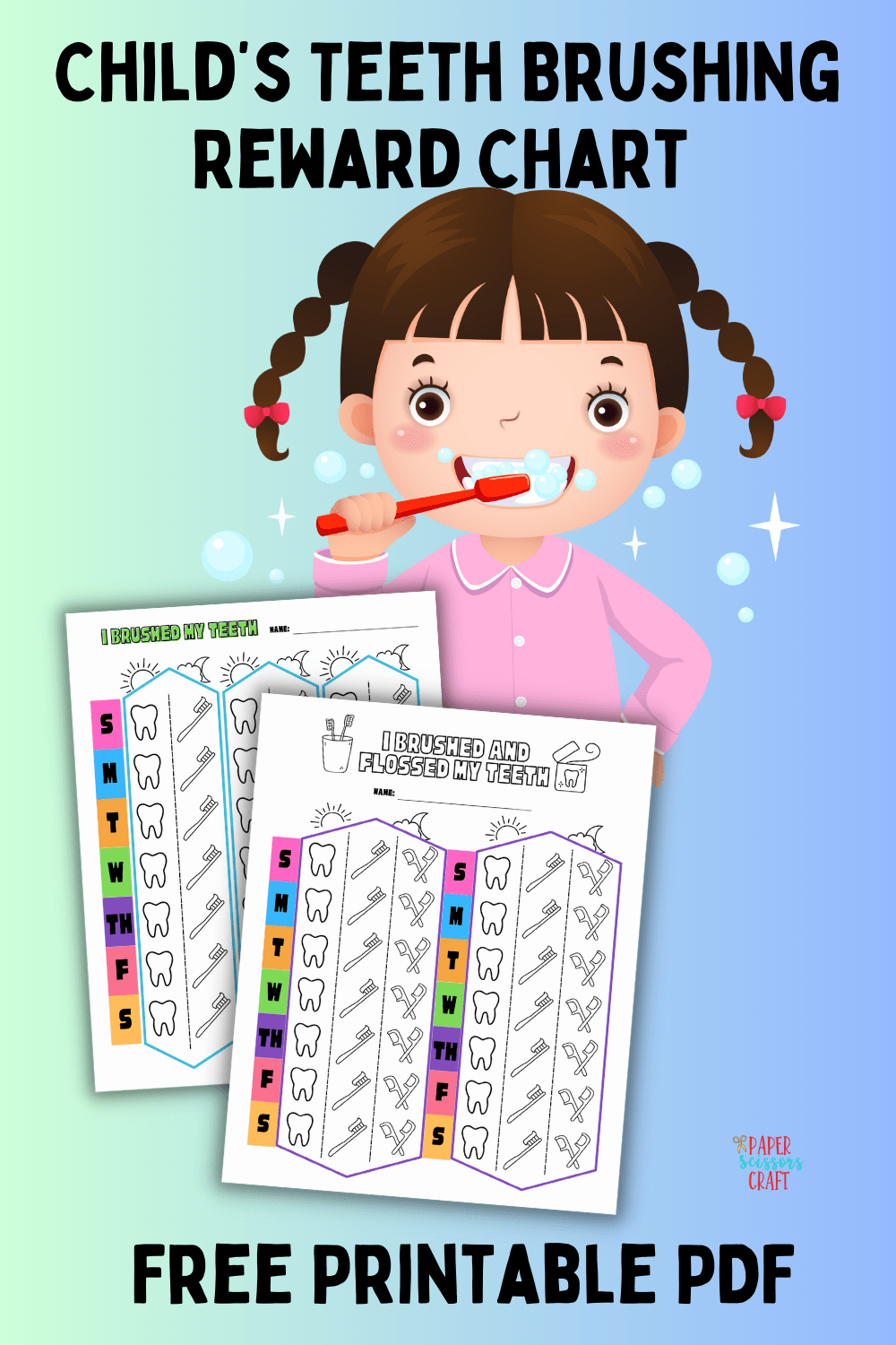 Child s Teeth Brushing Reward Chart Free Printable PDF Child s Teeth Brushing Reward Chart Free Printable PDF