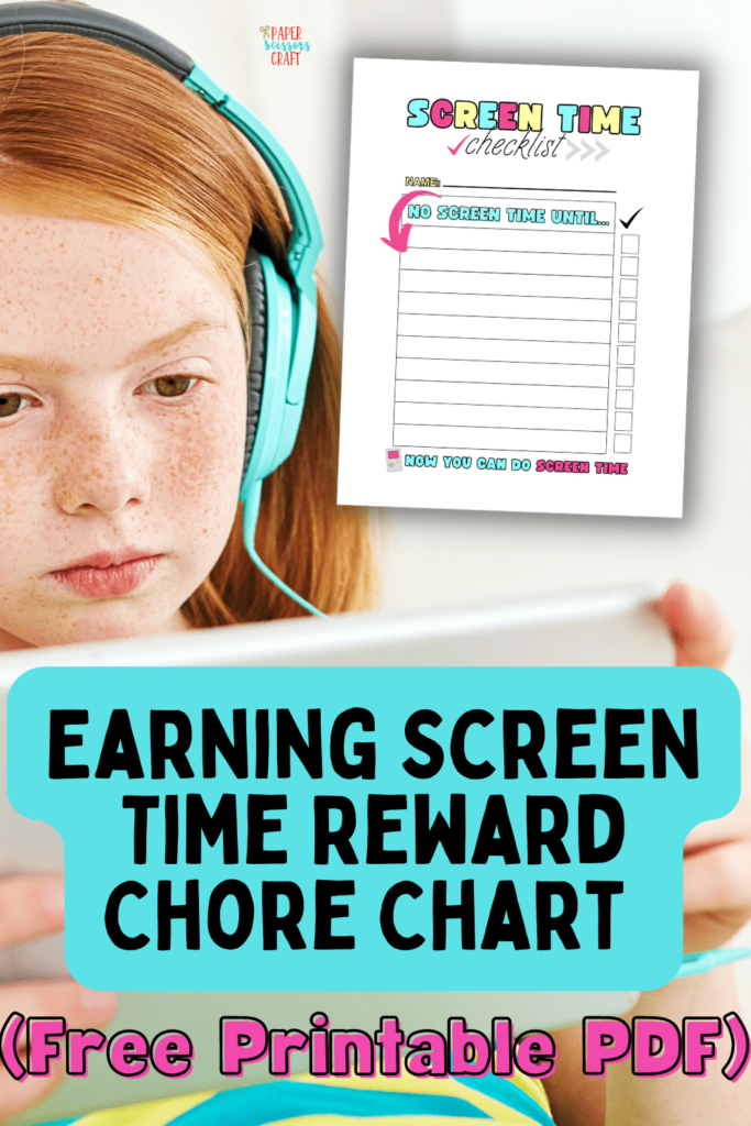 Earning screen time reward chore chart free printable pdf.