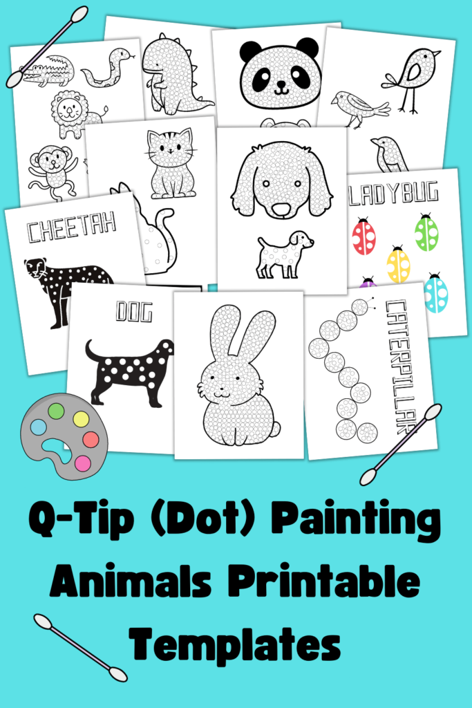 Q-tip (dot) painting animals printable templates.