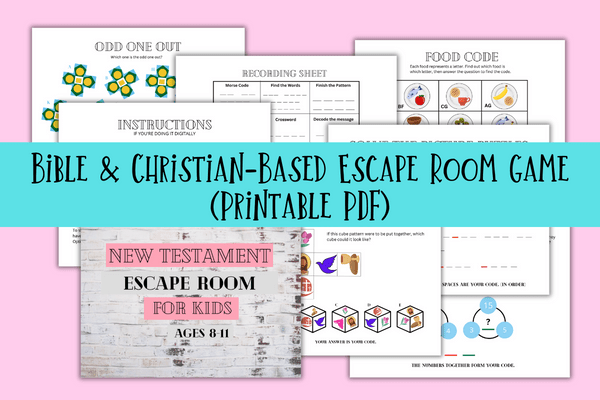 Bible and Christian-based escape room game (printable pdf).