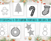 Christmas Q-tip painting printables.