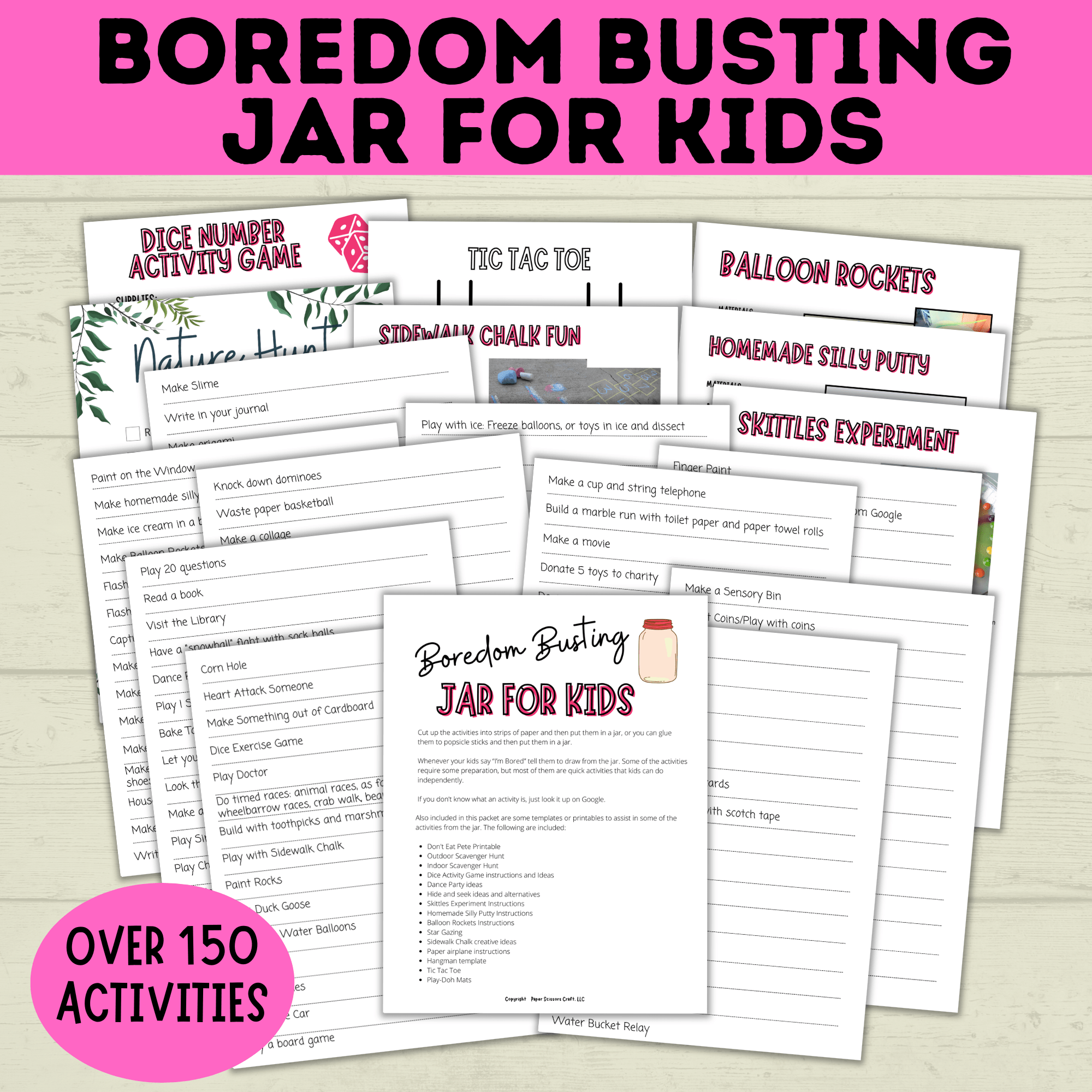 Boredom busting jar for kids mockup image.