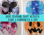 Apple stamping craft activity - paint a pumpkin or a tree featured image.
