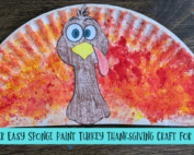 Easy sponge paint turkey Thanksgiving craft.