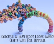 Colorful and easy Froot Loops rainbow crafts with free template.