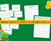 Free printable creative St. Patrick's Day Pictionary word list.