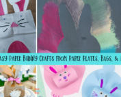 Easy paper bunny crafts from paper plates, bags, and more.